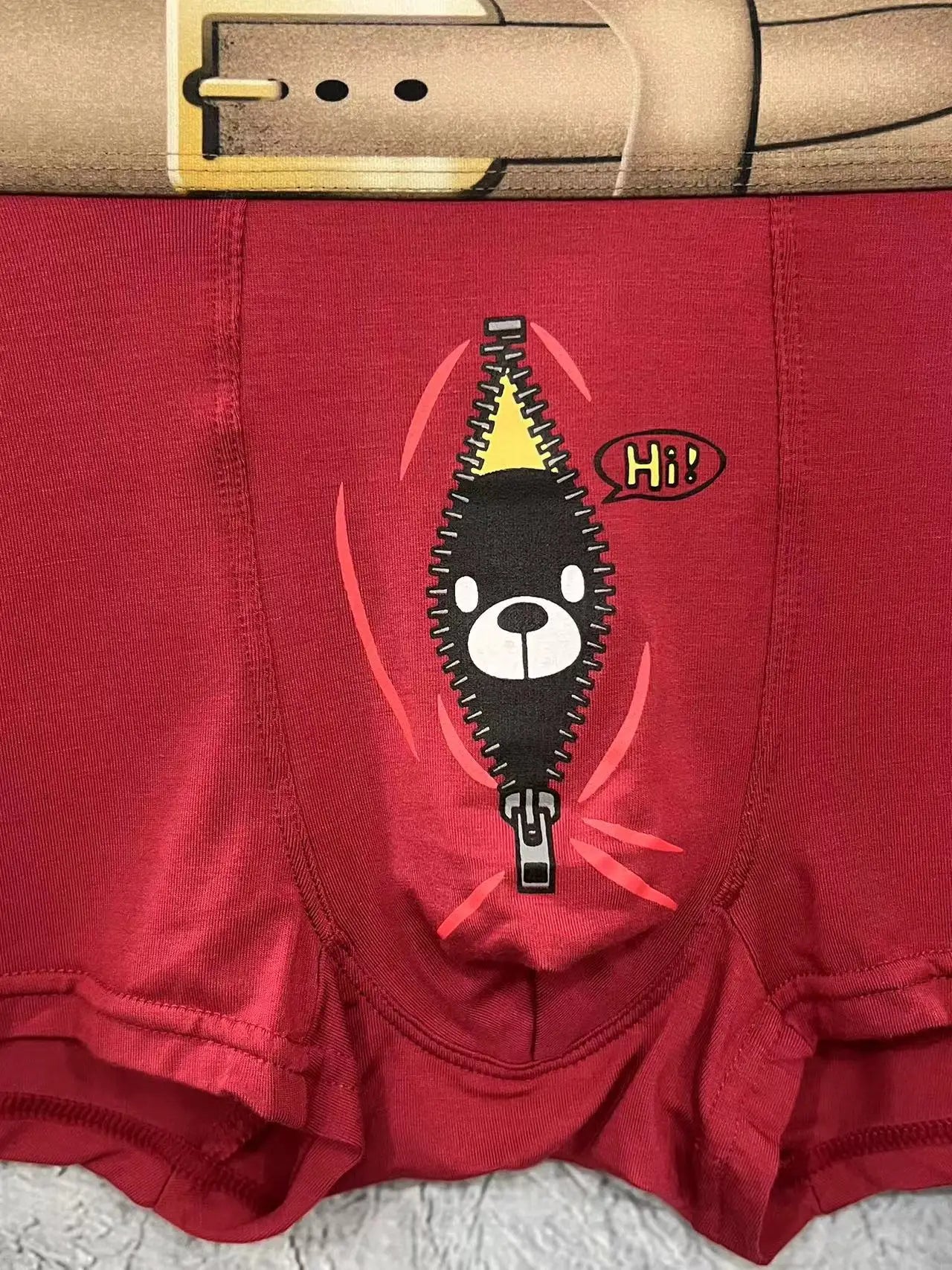 Men's Cartoon Print Bear Boxers by Christie Kirkland