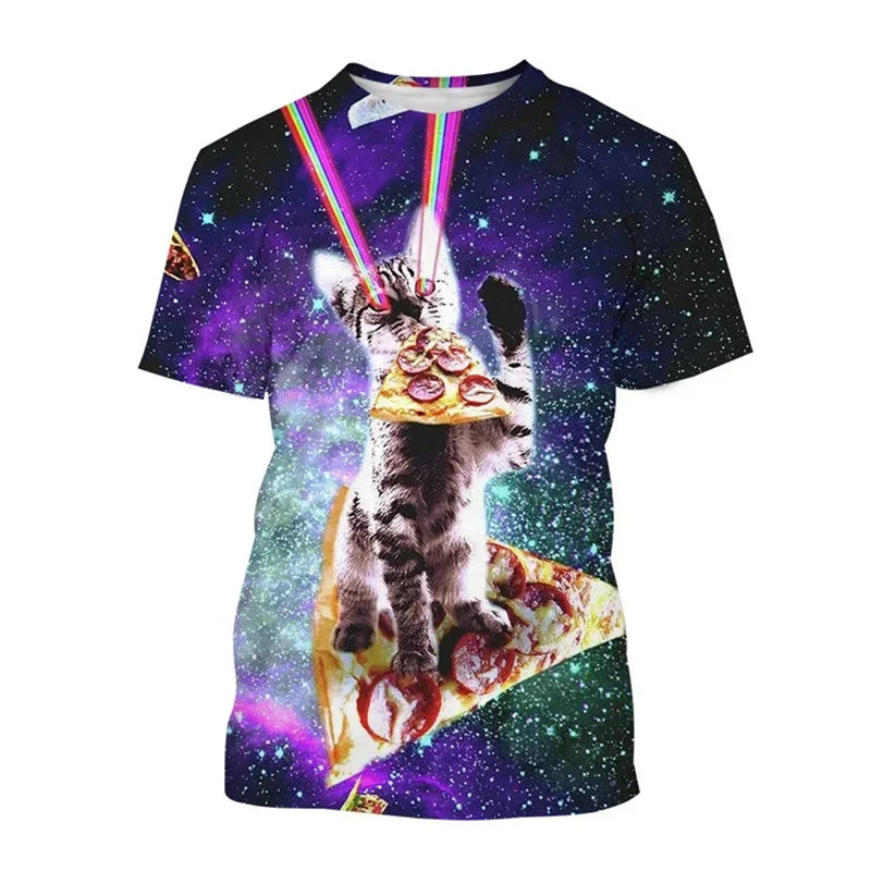 3D Printed Space Cat T-shirt for Men and Women