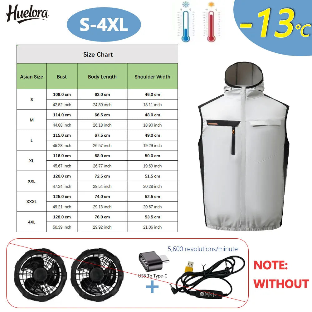 Huelora Summer Cooling Hooded Vest for Men and Women