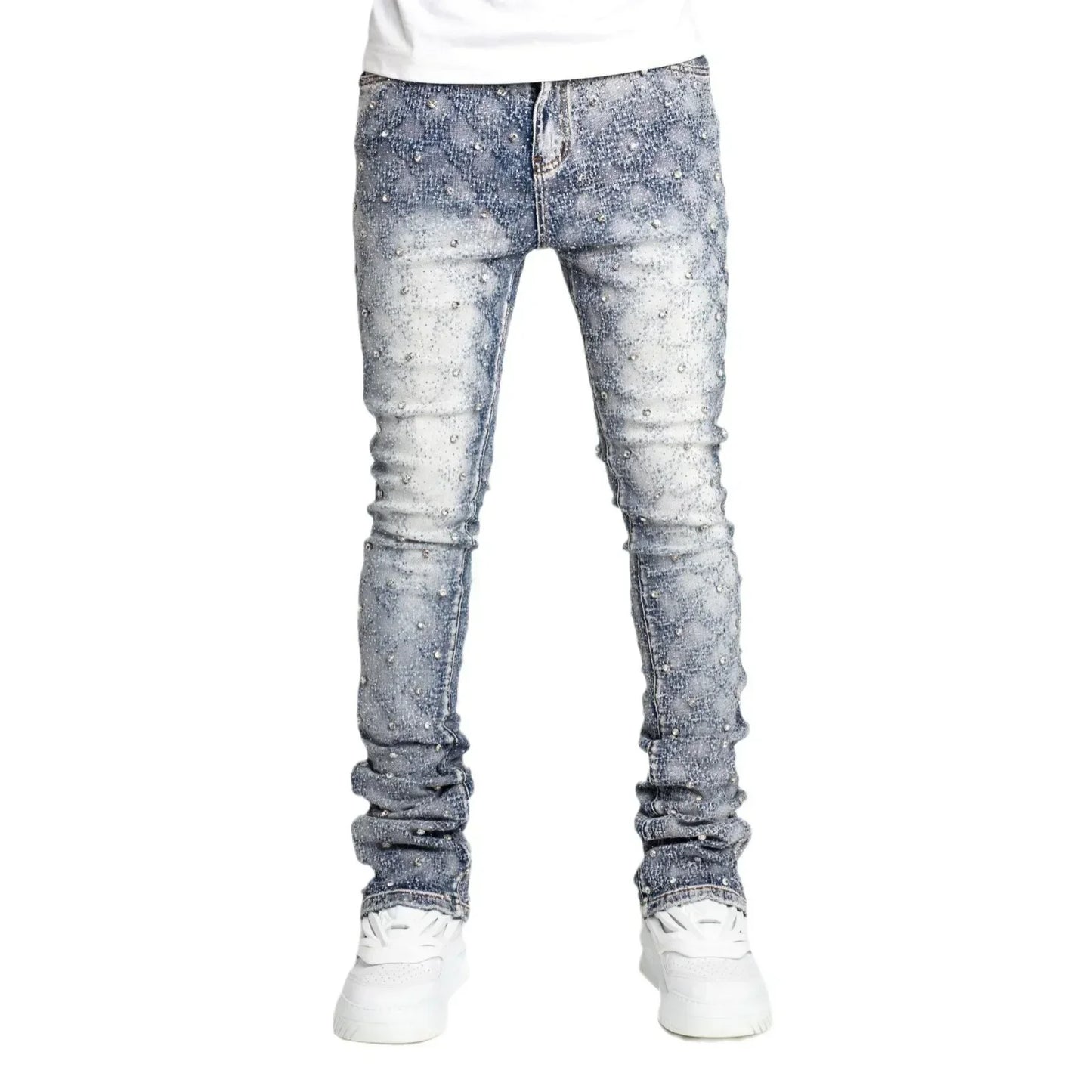 Mens Denim Straight Stretch Jeans for Casual Wear