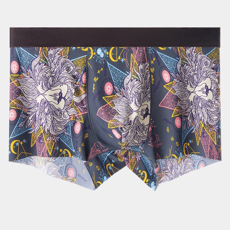 Men's Printed Boxer Shorts in Ice Silk