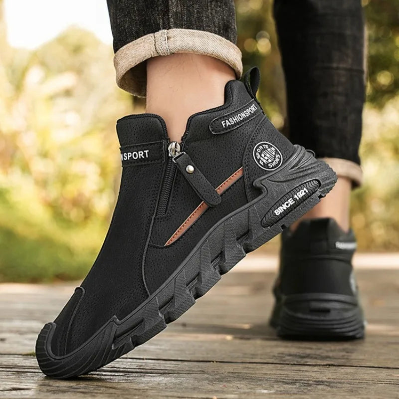 Men's Casual Labor Shoes with Zipper for Outdoor Climbing