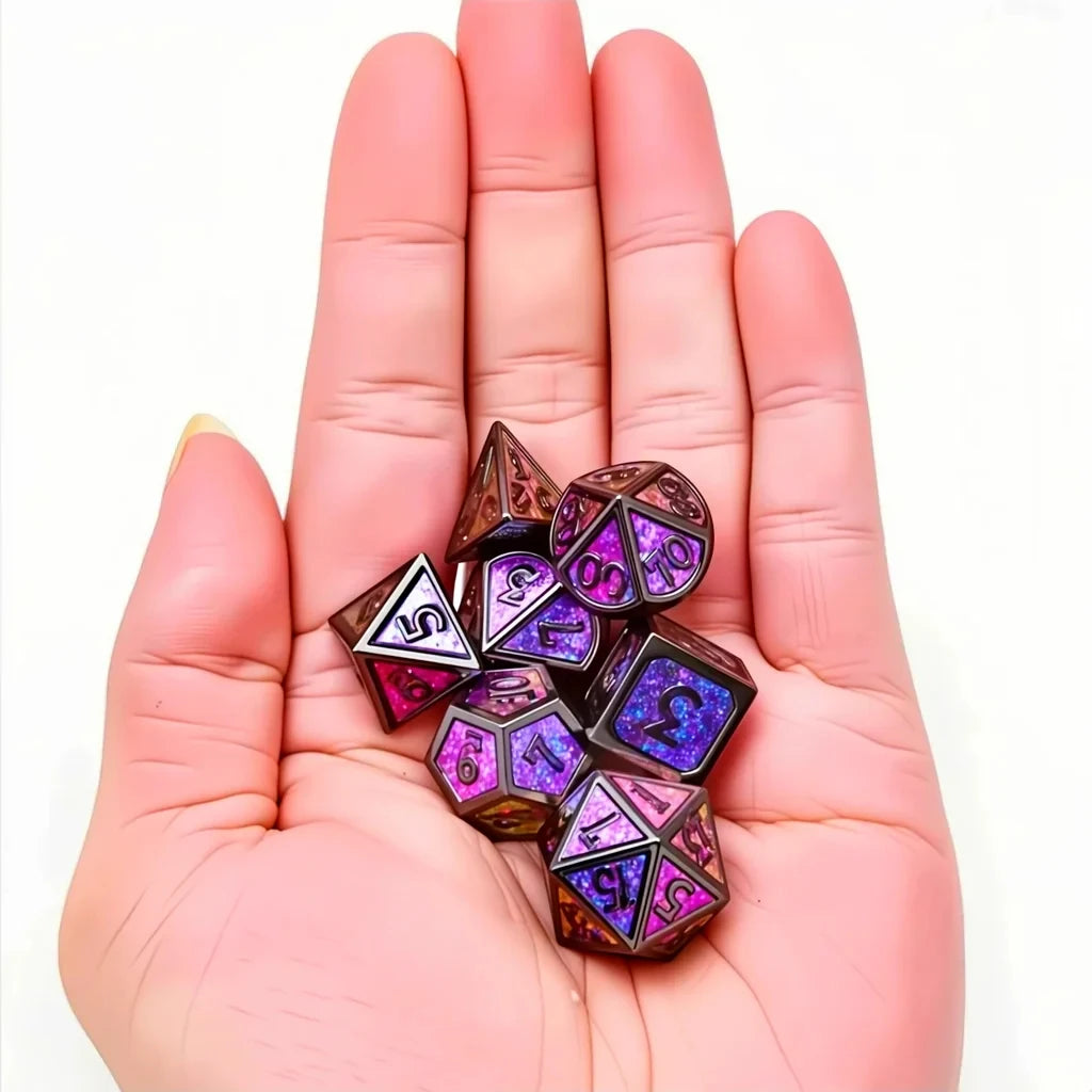 DND Metal Dice Set for Dungeons & Dragons, 5e, RPG Board Game, Tabletop Role Playing,7 Pcs
