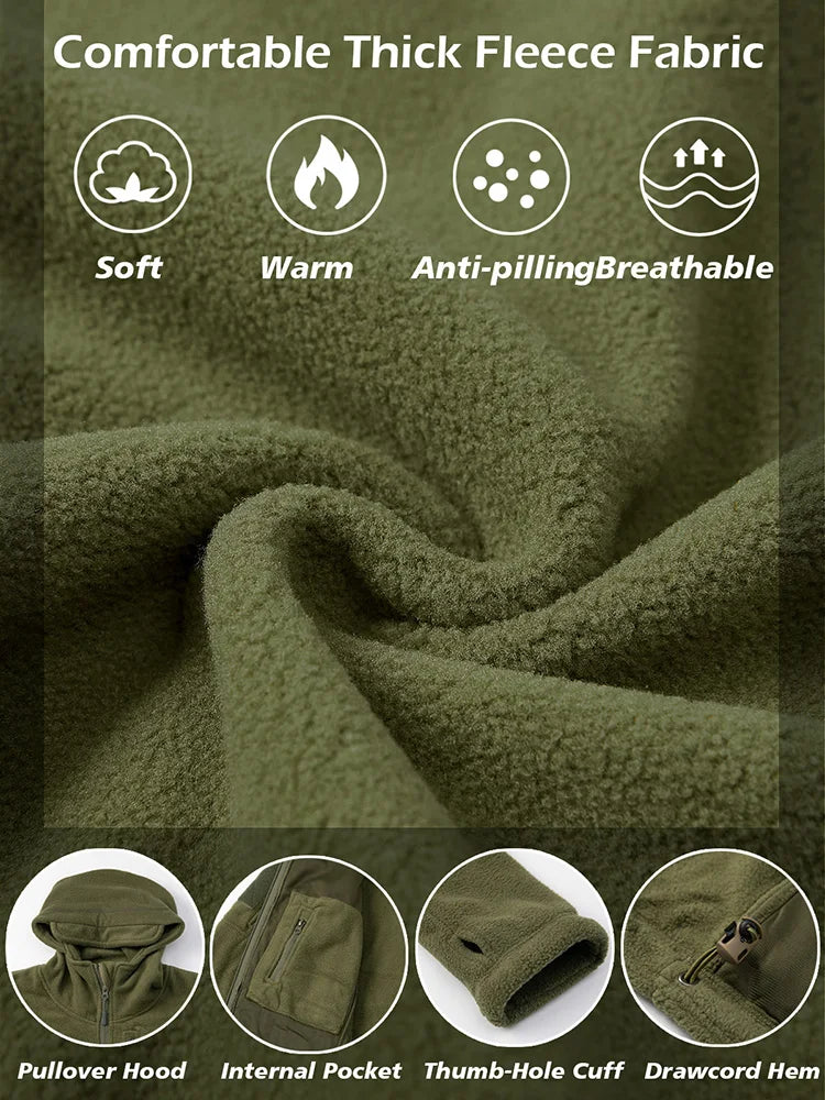 Men's Tactical Fleece Jacket Winter Zip Military Hoodies