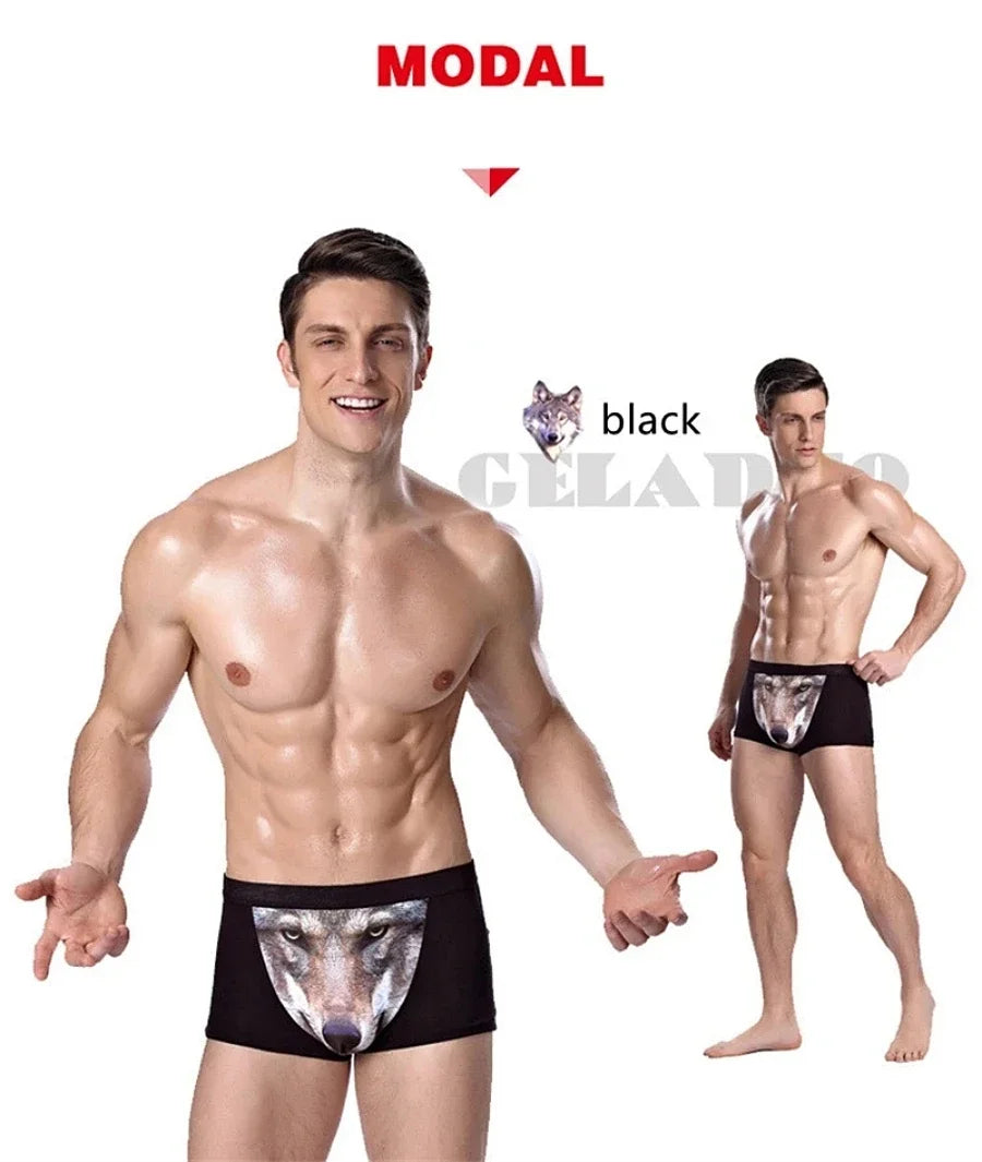 Men's Boxer Briefs Modal Wolf Print