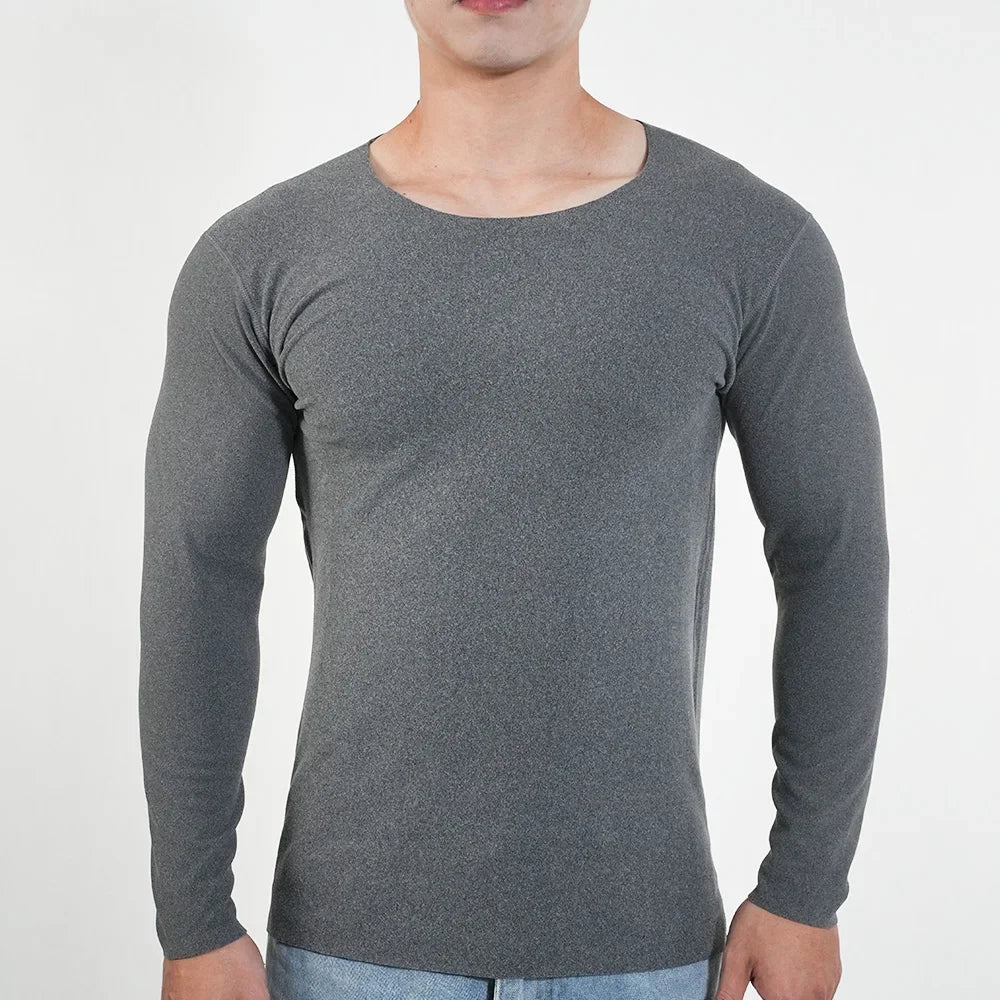 Men Thermal Underwear Long Sleeve Shirts Crewneck Fleece Lined Base Layer Top