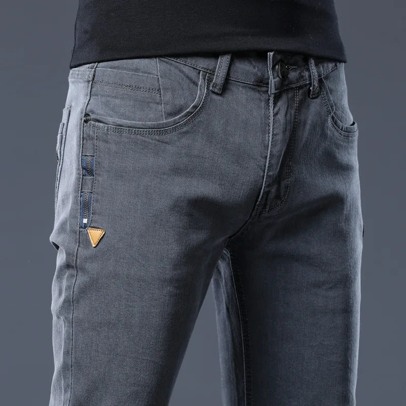 ICPANS Slim Fit Stretch Denim Jeans for Men Gray Blue
