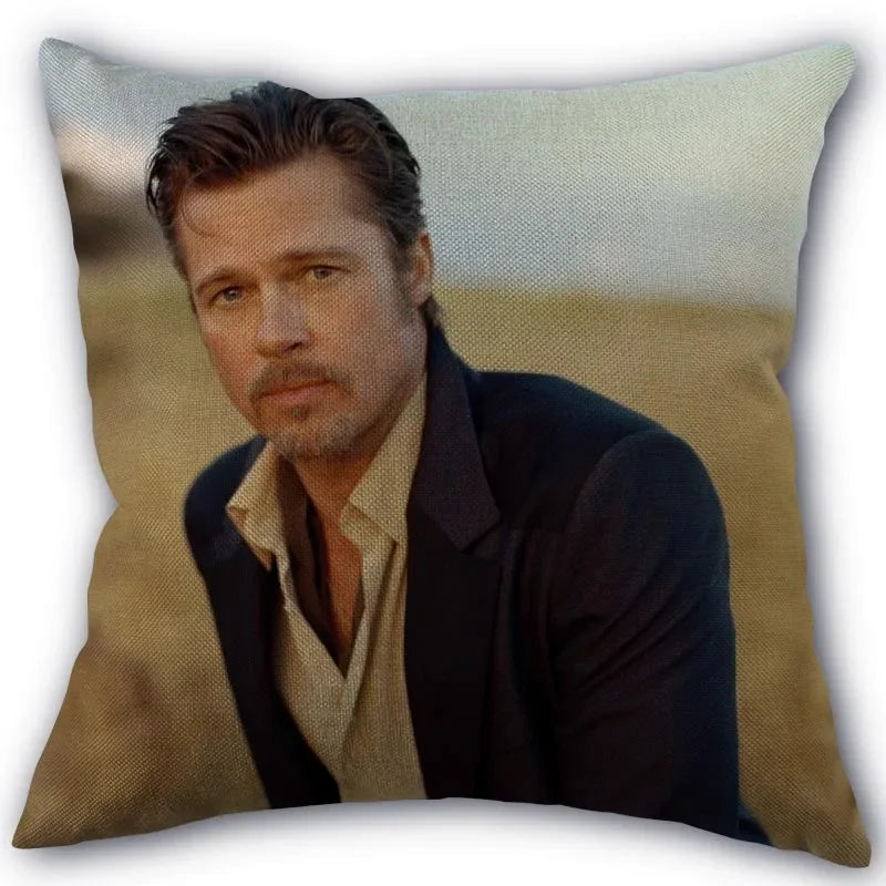 Custom Brad Pitt Pillowcase 45x45cm One Side Decoration Home Textile Cotton Pillow Cover 2026 +