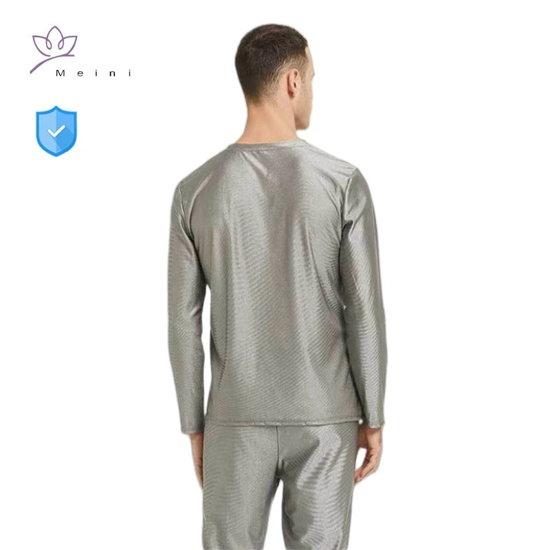 Real electromagnetic radiation protective 100% silver fiber knitted fabric long underwear EMR