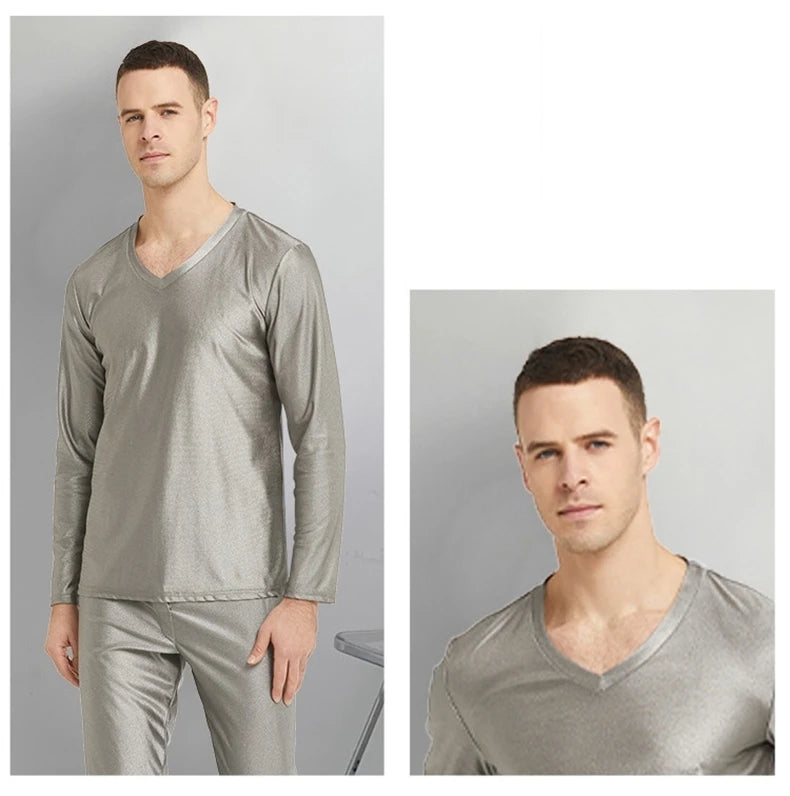 Real electromagnetic radiation protective 100% silver fiber knitted fabric long underwear EMR