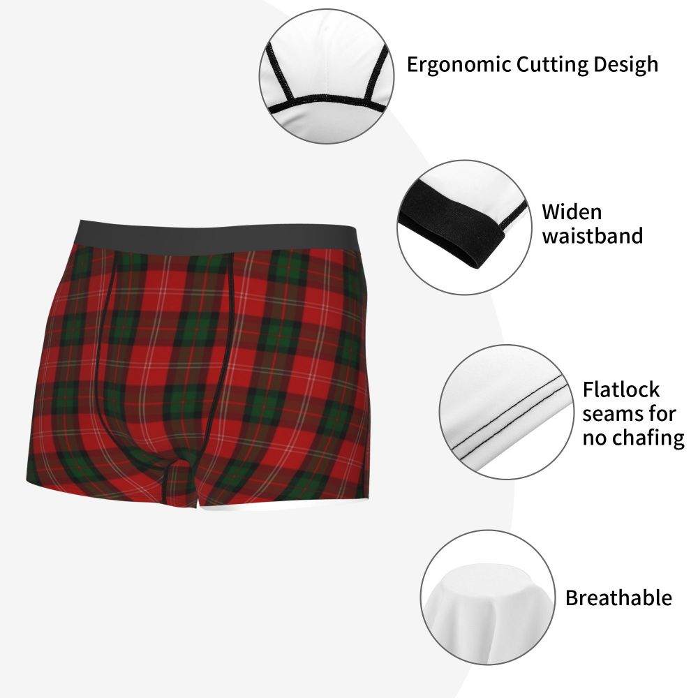 Black Watch Tartan Boxer Shorts for Men in Lycra and Polyester