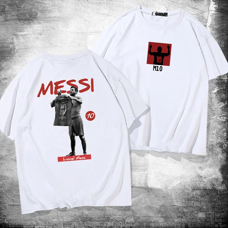 Messi short-sleeved printed 100%cotton summer men'sT-shirt outdoor casual tops urban fashion men's clothing unisex short-sleeved