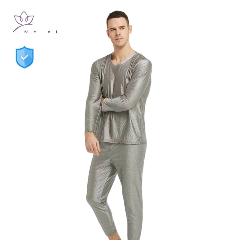 Real electromagnetic radiation protective 100% silver fiber knitted fabric long underwear EMR