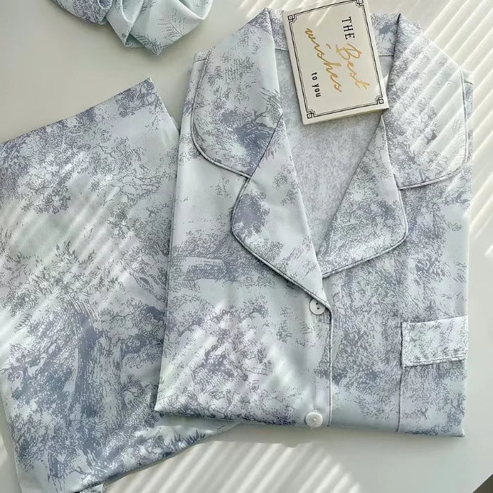 Jacquard Short Sleeve Pajamas Set for Women
