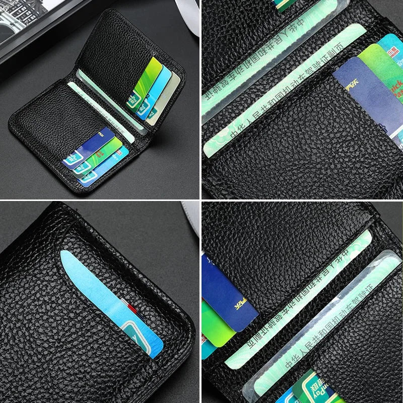 Portable Super Slim Soft Wallet Leather Mini Credit Card Wallet No Zipper