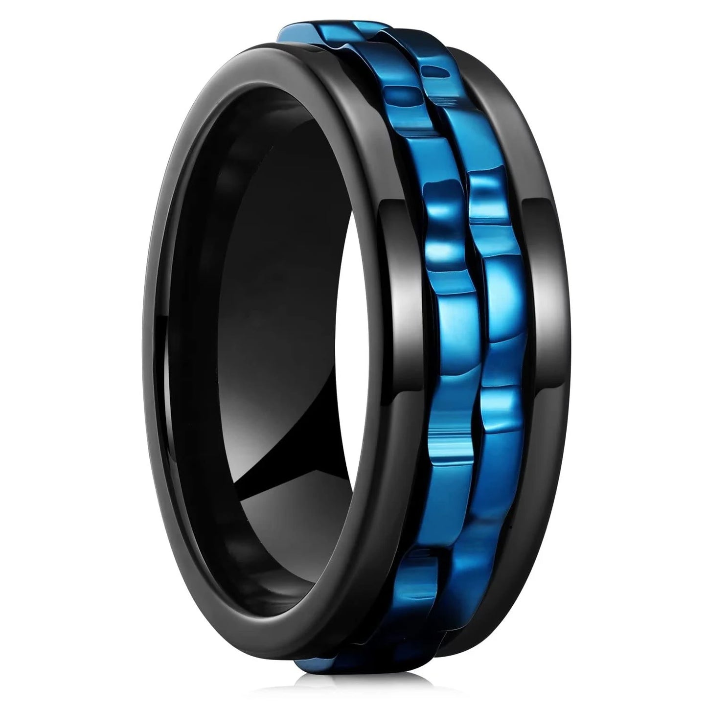 Carofeez Rotating Anxiety Ring Titanium Steel Chain Spinner Rings For Men