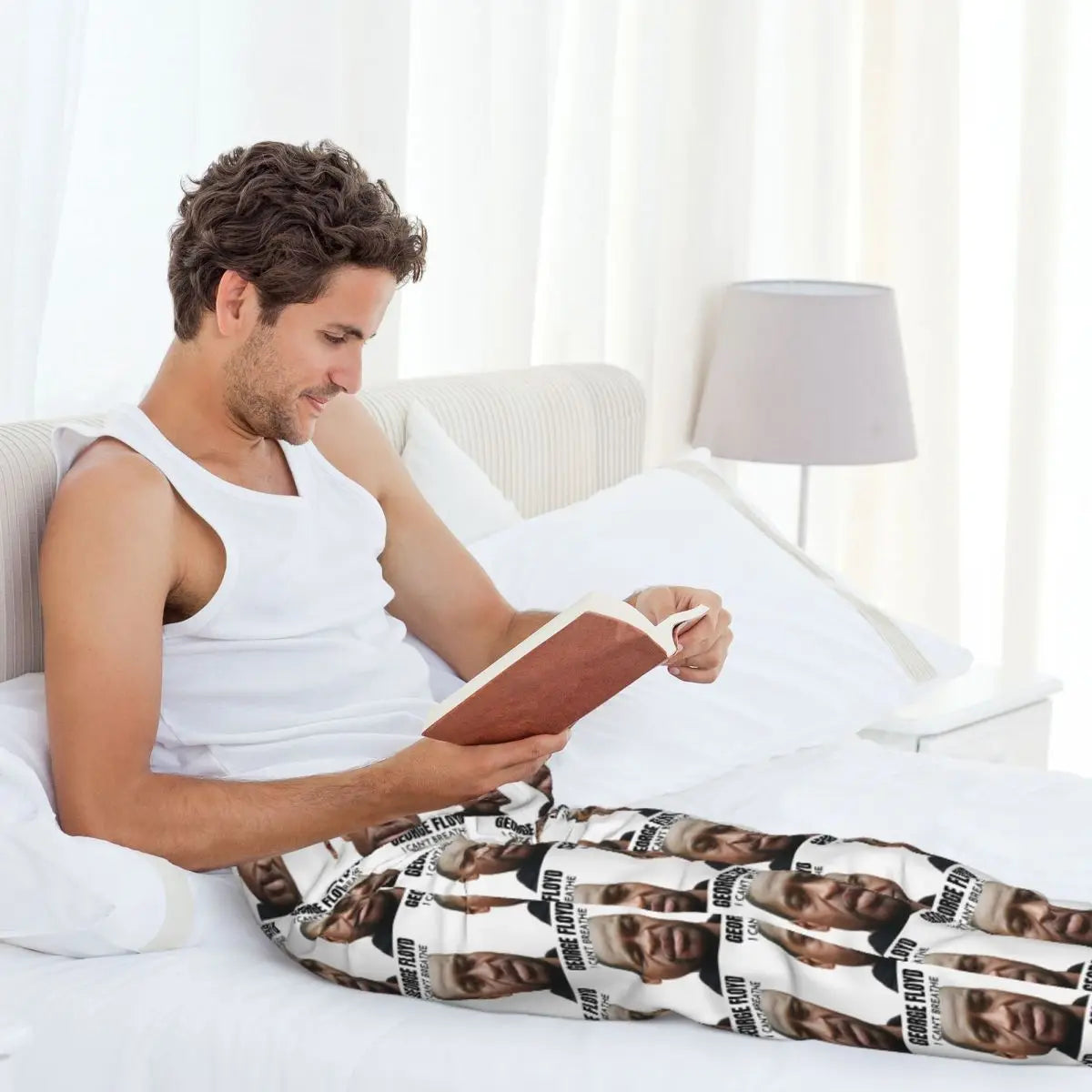 Custom George Floyd Pajama Pants Men Sleepwear Sleep Lounge Bottoms with Pockets