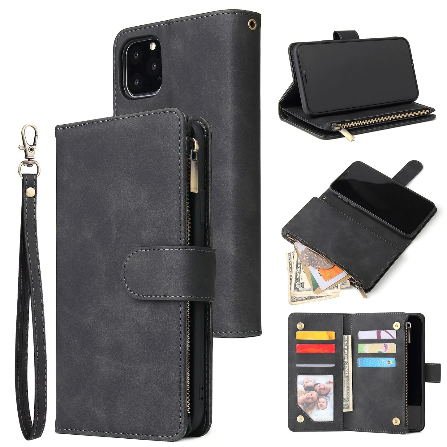 Premium Leather Wallet Case For iPhone 16 15 14 13 12 11 17 Pro Max Plus Magnetic Flip Cover