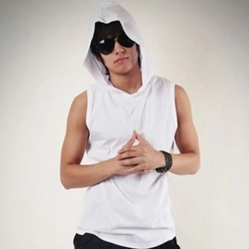 2025 Brand New Men's Tank Tops Vest Sleeveless Tees For Male Hooded Man Vests Tops Hip Hop Men Tank Top Hoody T shirt Male Mens