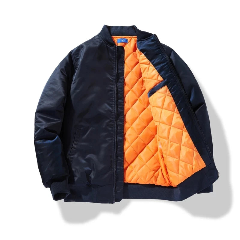 Bomber Jacket Men Women Solid Pilot Jacket Military Flight Baseball Coat