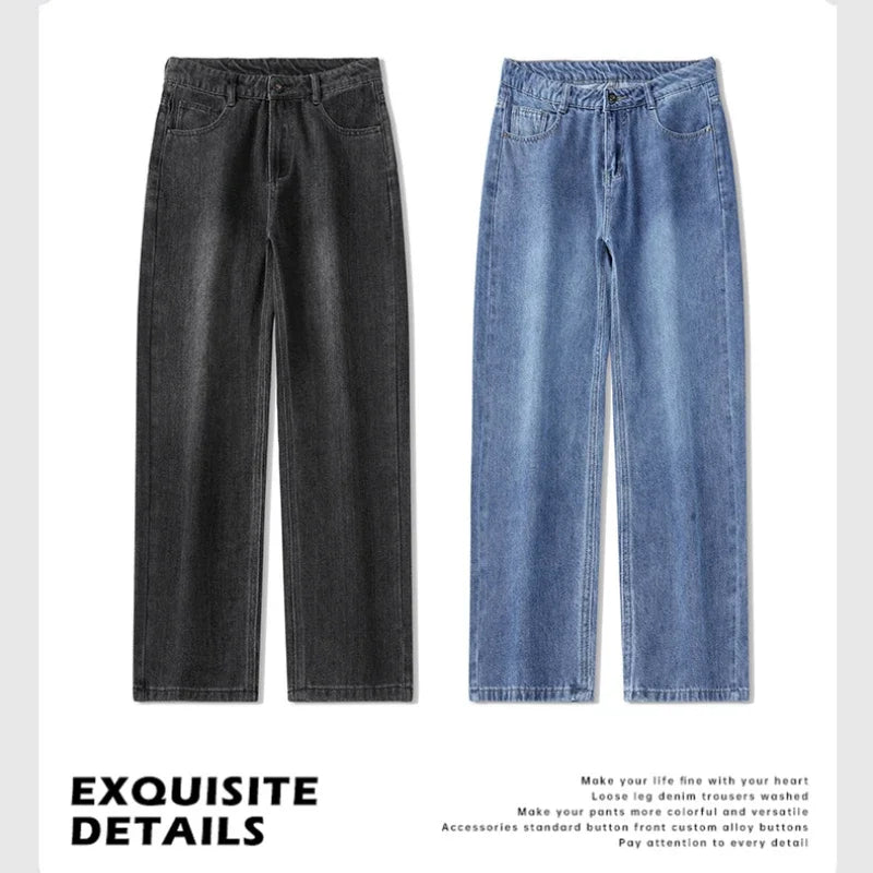 2024 New Jeans Men  Cotton Autumn Winter Loose Straight Wide Leg Trousers  Fashion Brand Cargo Casual Pants for Men