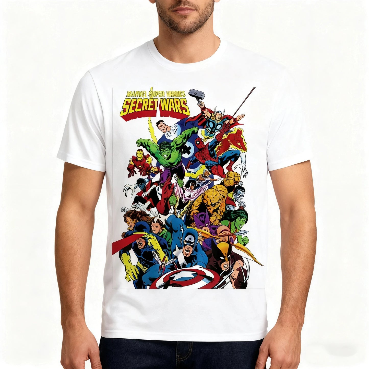 MINISO Marvel Secret Wars Men's T-shirt, Pure Cotton, Magelent Exelsior!