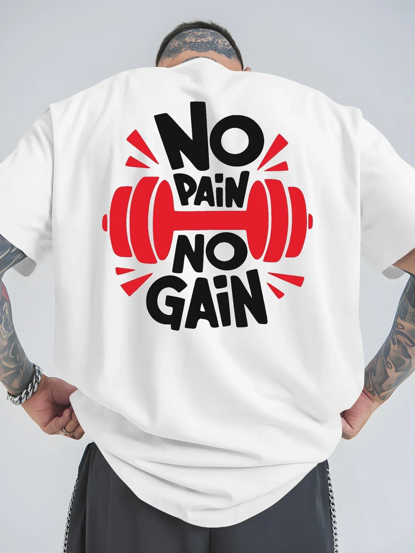 Men's Women Novelty Gym NO PAIN NO GAIN T Shirt Cotton Tee Streetwear Oversized Summer Loose Top Mens T Shirts