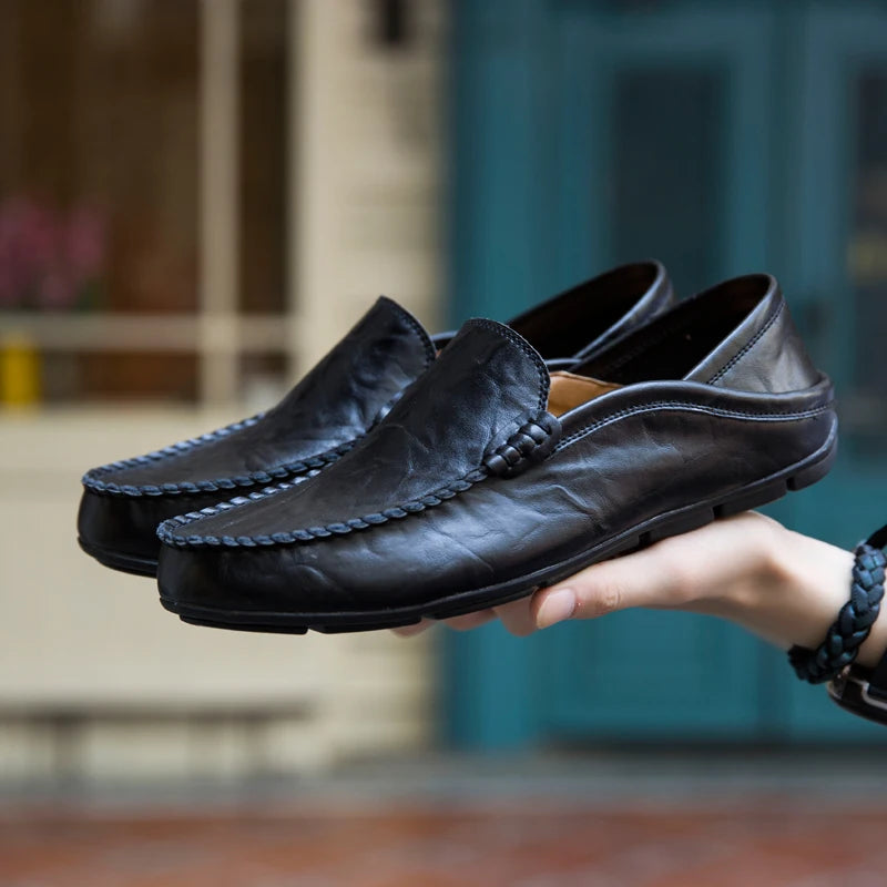 Men's Casual Genuine Leather Loafers Slip-On Shoes
