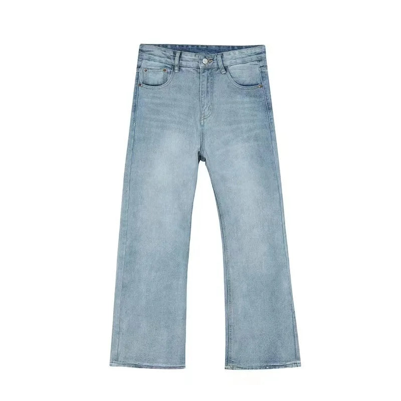 Mens Boot Cut Jeans Slim Fit Blue Black Denim Pants