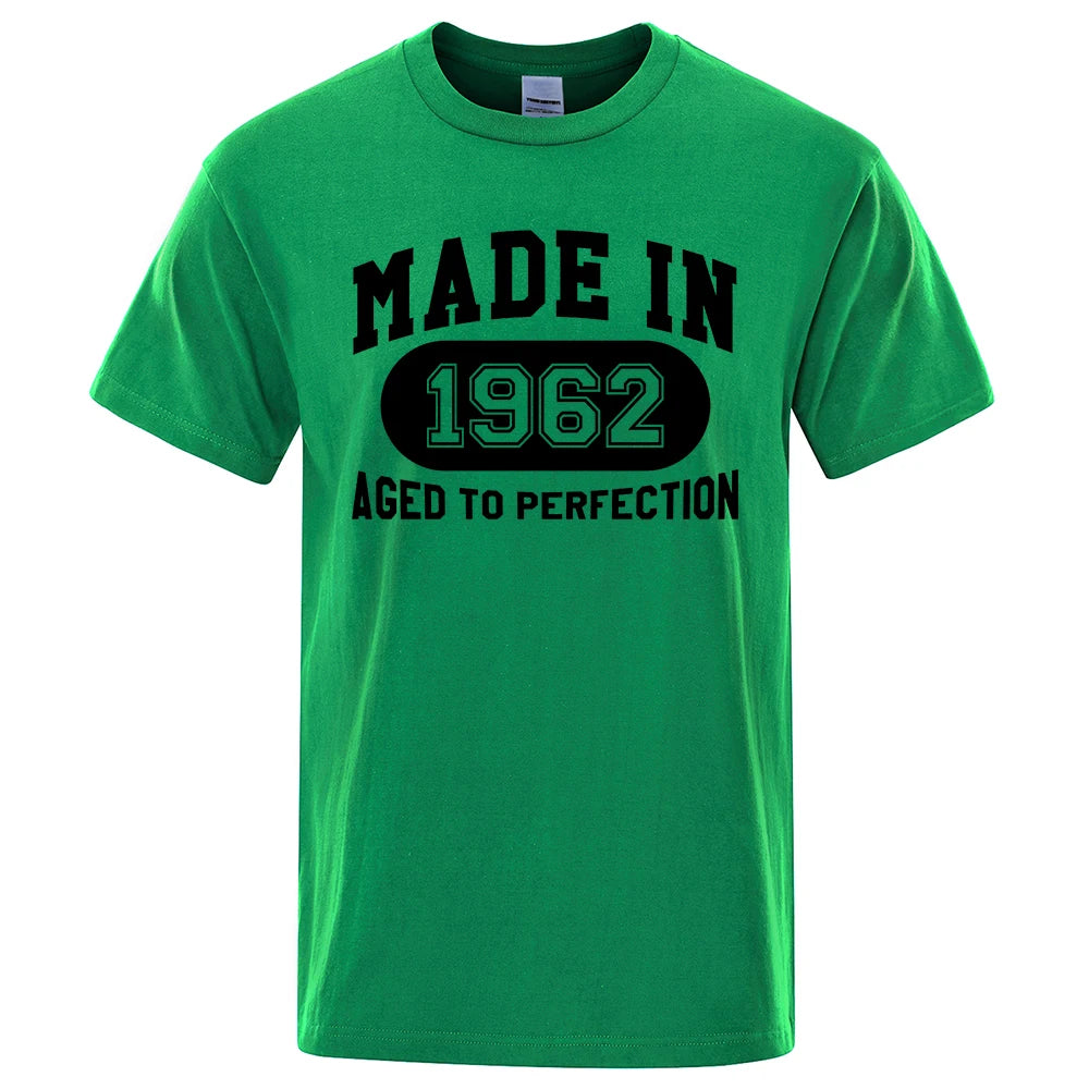 Made In 1962 Aged To Perfection Mens Tee Clothes Hip Hop Breathable Cotton T Shirt Short Sleeve Tops Summer Streetwear T-Shirt