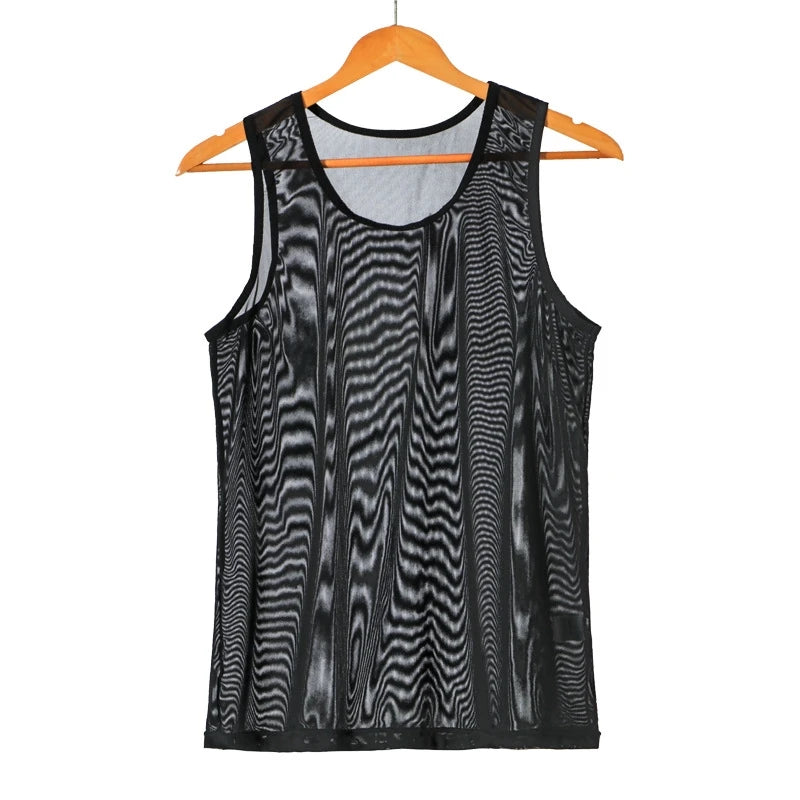 Men's Sleeveless Mesh Fishnet Training Tank Top