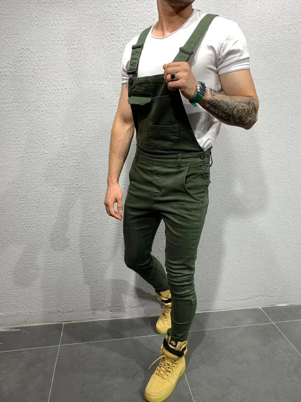 Men's Denim Overalls in Slim Fit for Casual Wear