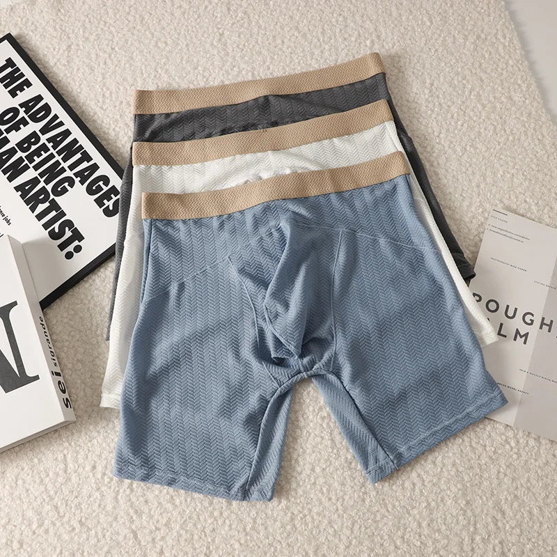 Men's Long Boxer Shorts with U Pouch Design