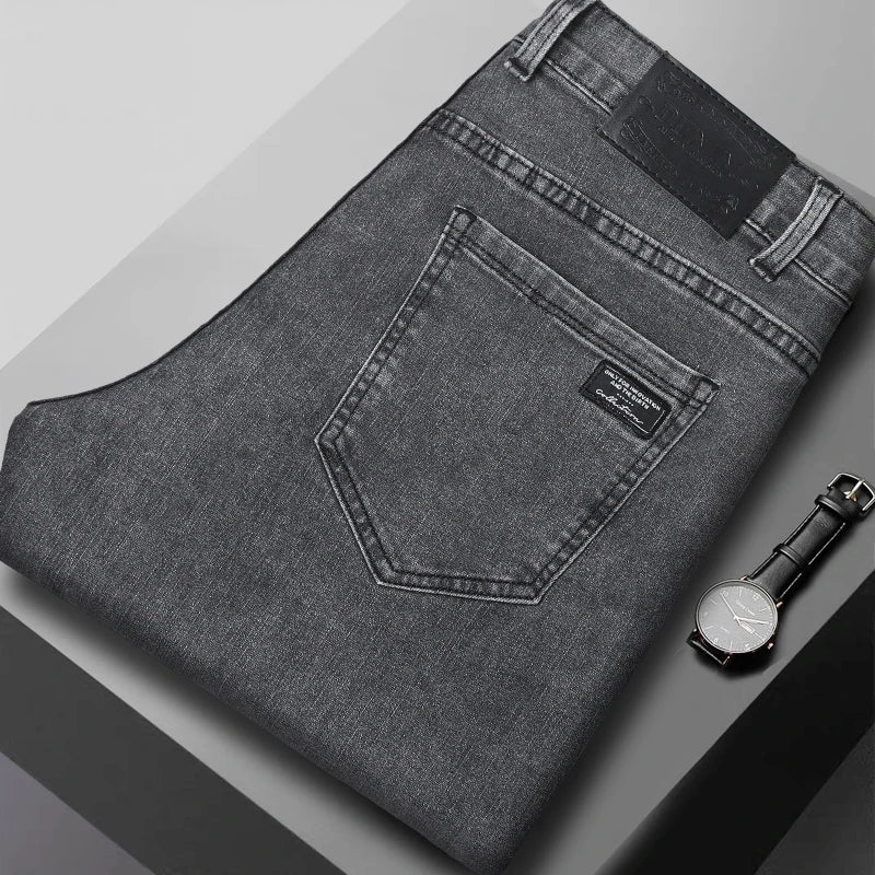 Men's Slim Fit Casual Denim Jeans in Black and Gray