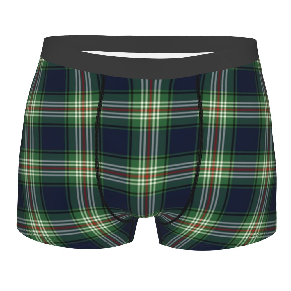 Black Watch Tartan Boxer Shorts for Men in Lycra and Polyester