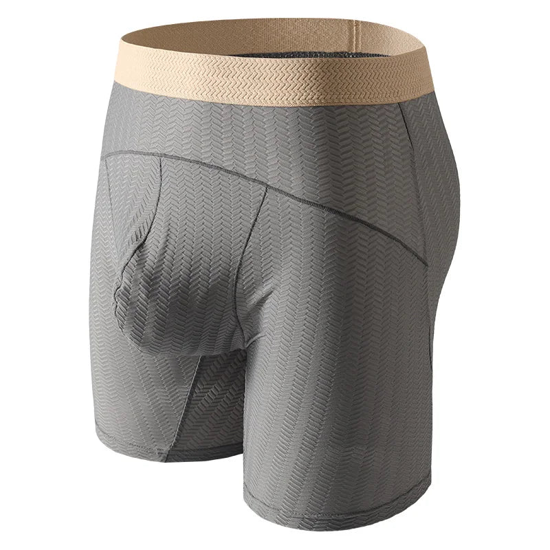 Men's Long Boxer Shorts with U Pouch Design