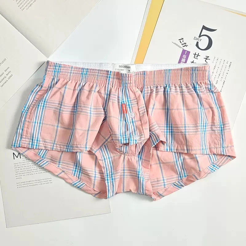 Men Pajama Pants Sleepwear Plaid Lounge Wear Casual Short Bath Skirt Mens Sleep Bottoms Breathable Nightwear Bathrobe Nightdress