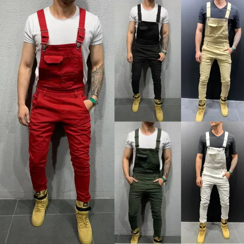 Men's Denim Overalls in Slim Fit for Casual Wear
