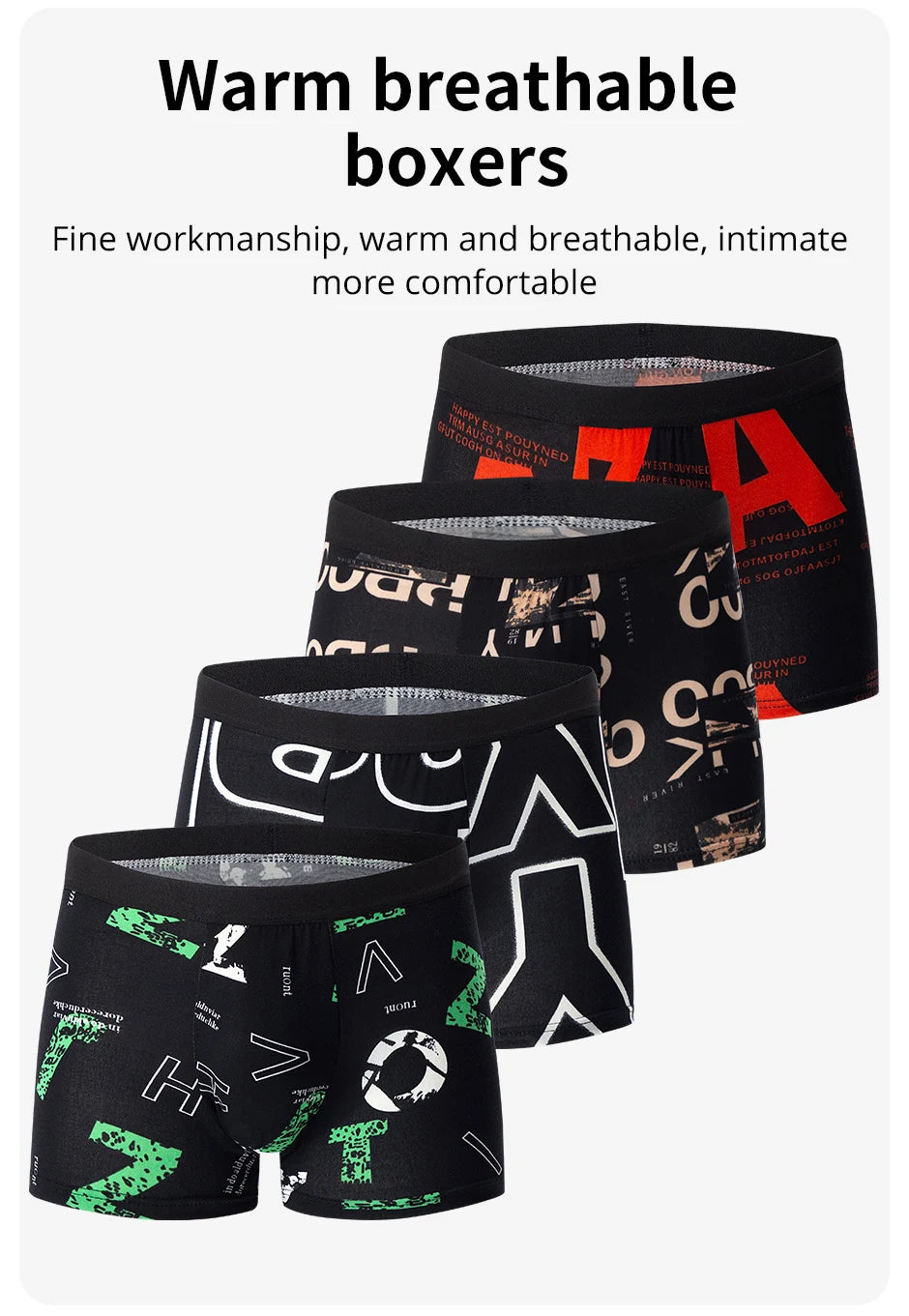 Men's Fashion Printed Boxers Breathable Underwear 6XL