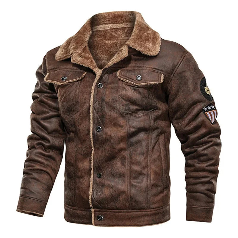Men Bomber Jacket Motorcycle Casual Thick Fleece Army Tactical Coat 4XL