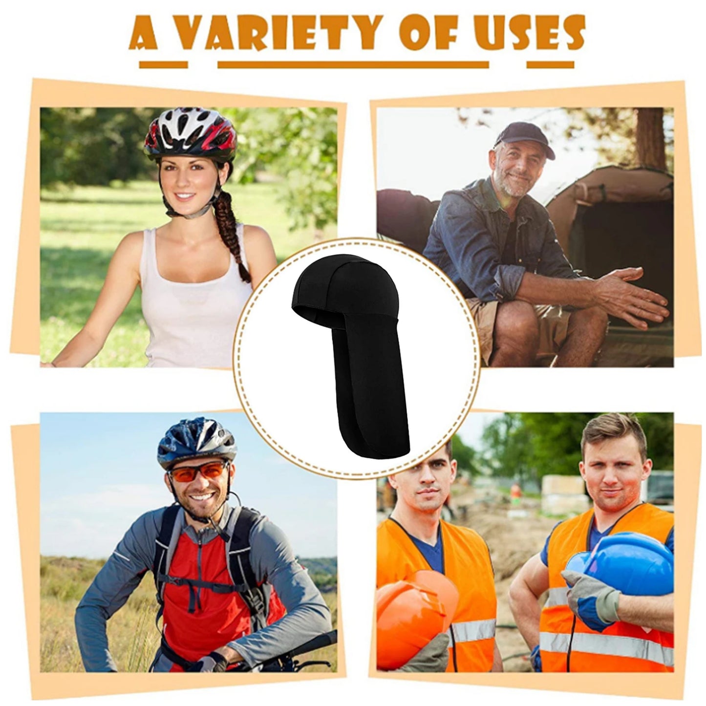 Black Polyester Cooling Cap Sun Shade Hat