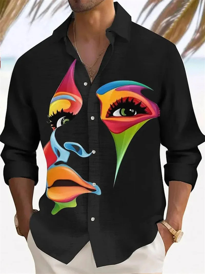 Men's Casual Long Sleeve Printed Shirt
