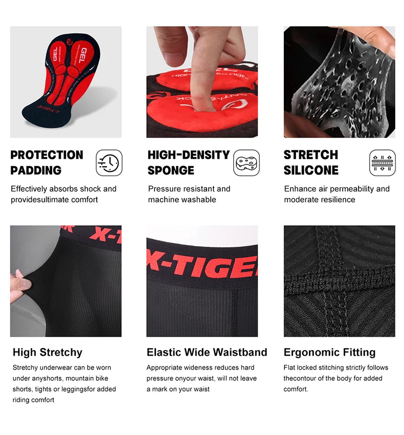 5D Padded Cycling Underwear Shorts by X-TIGER