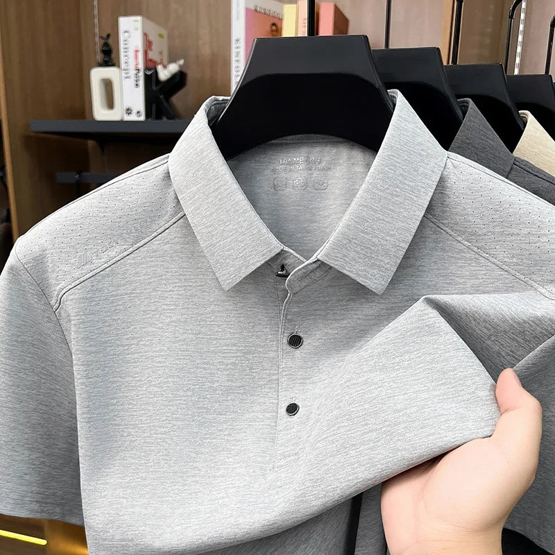 Mens Modern Polo T Shirt Short Sleeve Slim Fit Design Tops Suitable For Business Casual And Daily Wear