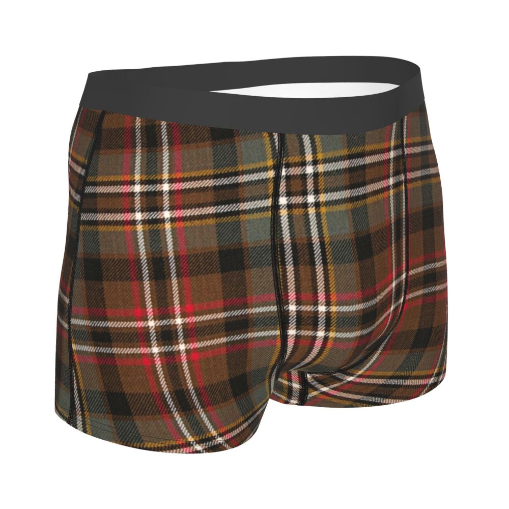 Black Watch Tartan Boxer Shorts for Men in Lycra and Polyester