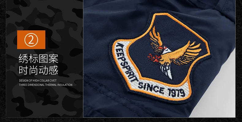 Bomber Jacket Men Thick Warm Jacket Men Military Aviator Pilot Coat