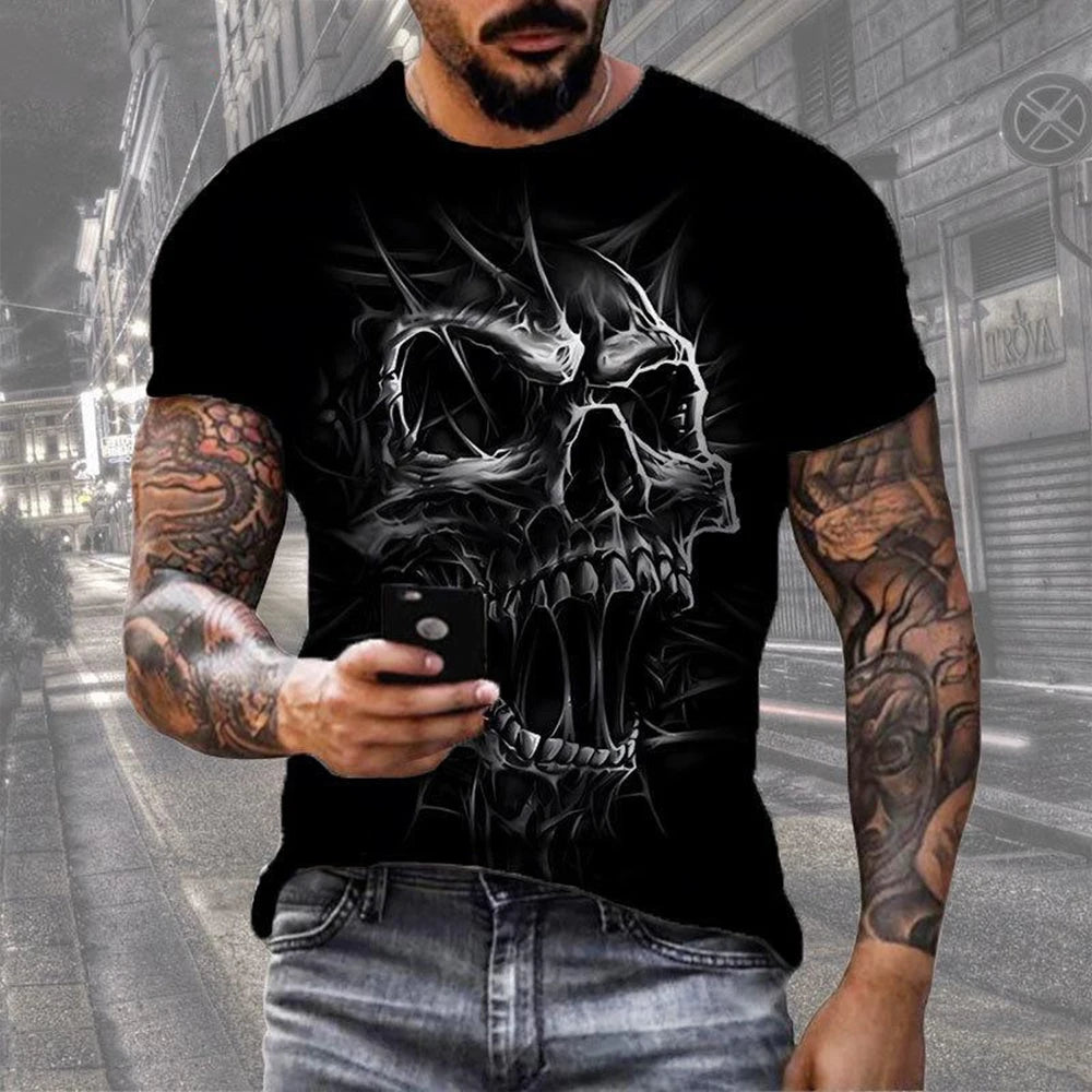 3D Printed Skull T-Shirt for Men Casual Summer Wear