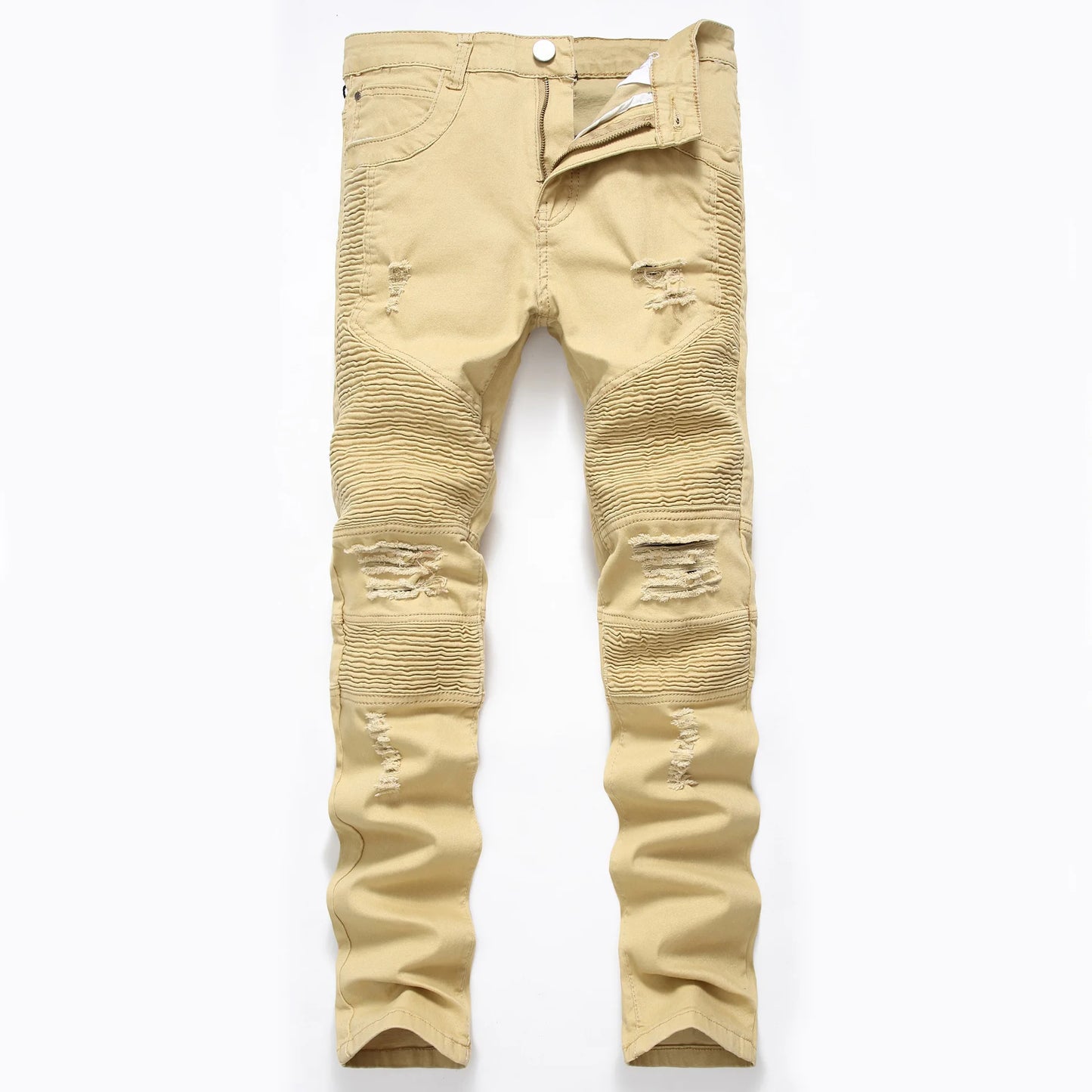 2022 Mens Jeans New Fashion Male Casual Biker Jeans Slim Straight Feet Jeans Loose Waist Long Trousers Denim Pants Large Size 42