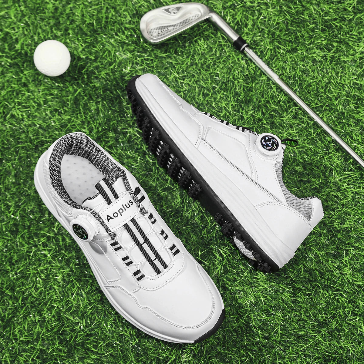 Men's Waterproof Golf Shoes with Lace-Up Closure