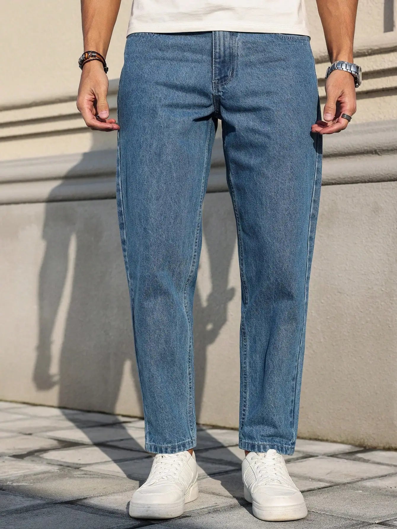 Men's Loose Fit Blue Denim Jeans for Casual Wear
